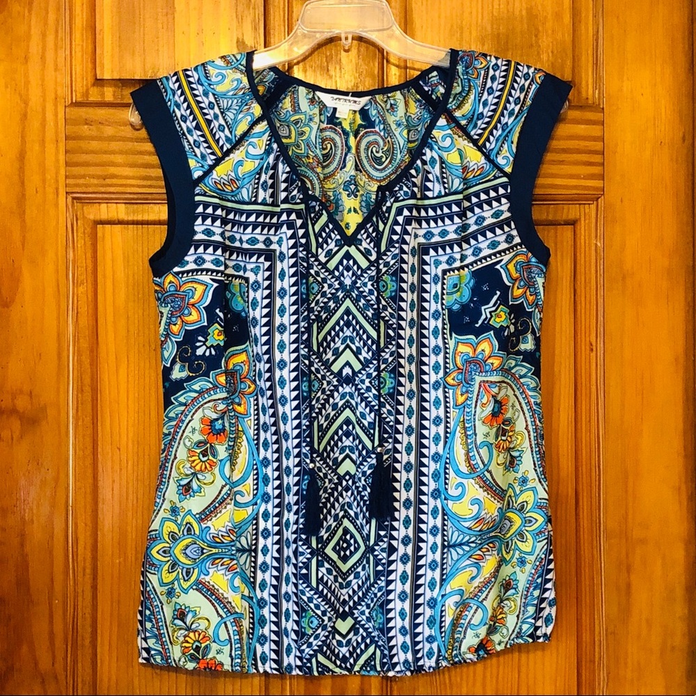 🧳Tantrums Cap Sleeve Elastic Waist Top Size L